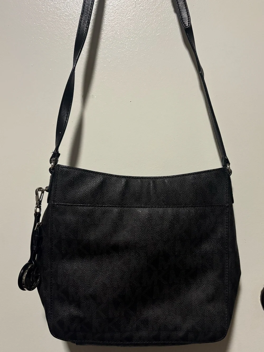 Michael Kors Black Signature Shoulder Bag with Logo Plate